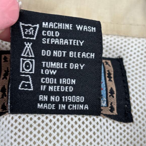 Okeefes Reef Fishing Shirt Mens Size 2XL Khaki Tan Brook Trout Button Up Vented - Picture 10 of 10